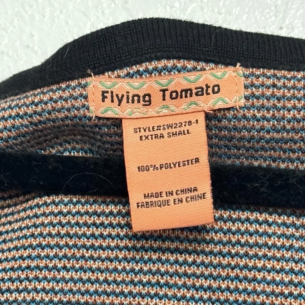 Anthropologie Flying Tomato Aztec Sweater Dress Black Blue Orange - Picture 5 of 9